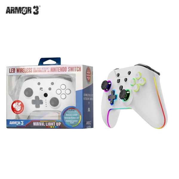 ARMOR3 NURIVAL Nintendo Switch/OLED Kiegészítő Vezeték Nélküli "Hall Effect" Stick kontroller, Fehér - Image 4