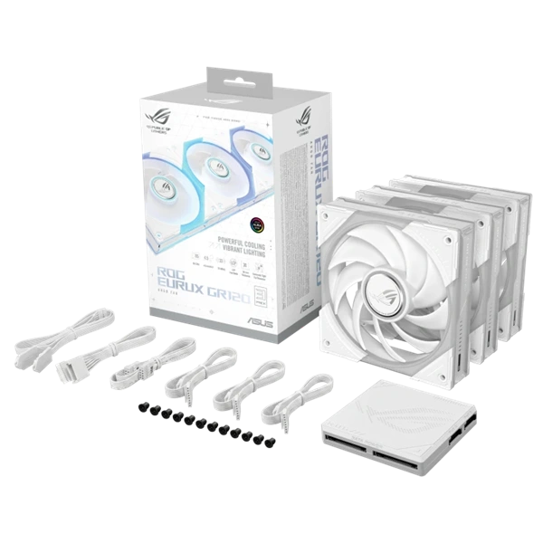 ASUS Rendszerhűtő Ventilátor ROG EURUX GR120 ARGB, 12cm (3db), fehér - Image 3