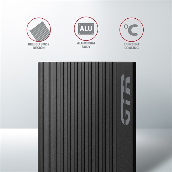 AXAGON EEM2-GTR THIN RIB SUPERSPEED+ USB-C - NVME M.2 külső ház, fekete - Image 3
