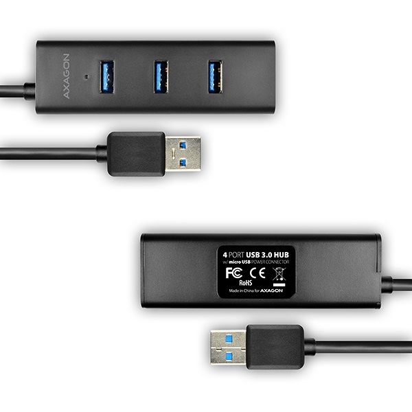 AXAGON HUE-S2BL USB3.0 CHARGING HUB (Négyportos USB 3.0 hub gyors töltéssel és tápellátással. 1,2 méteres kábel) - Image 5
