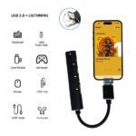 BLACKBIRD Adapter USB3.0/Lightning, 2xUSB, 1xUSB-C, 1xLightning, Fekete - Image 2