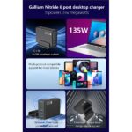 BLACKBIRD Hálózati Töltő GAN 135W 3xUSB-C 20W + 3xUSB 5V, Fekete