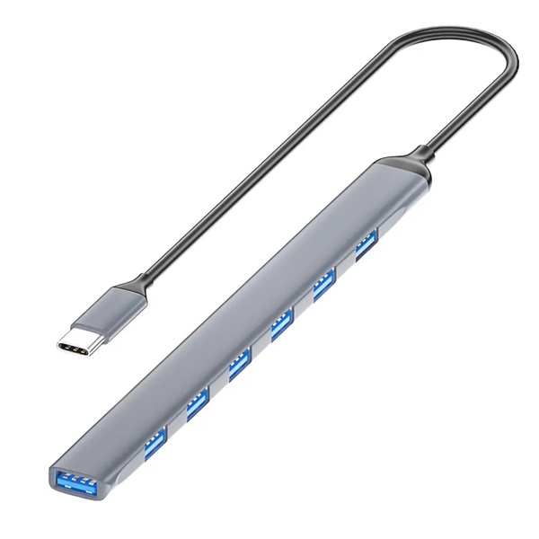 BLACKBIRD USB 3.0 BYL-2433 Type-c 7 port hub extra slim, aluminium ház, notebookhoz - Image 1