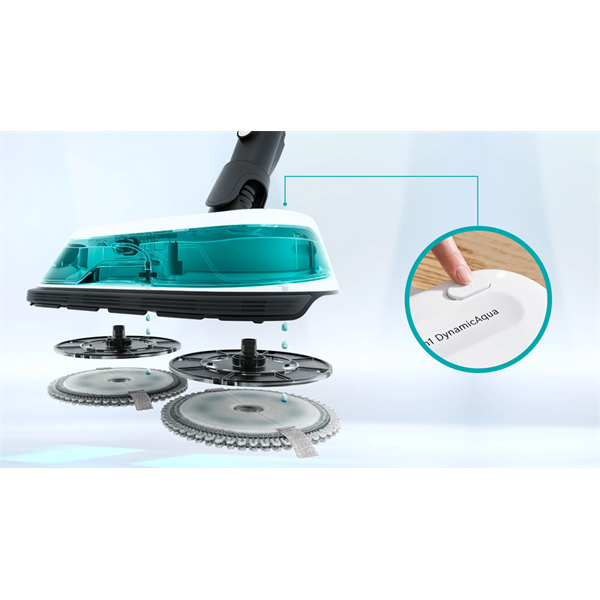 BOSCH BCS71HYG1 Unlimited 7 ProHygienic Aqua Vezeték nélküli porszívó,  2in1 DynamicAqua felmosó, Fehér/Türkiz - Image 4
