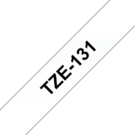 BROTHER szalag TZe-131, Átlátszó alapon Fekete, Laminált, 12mm 0.47", 8 méter