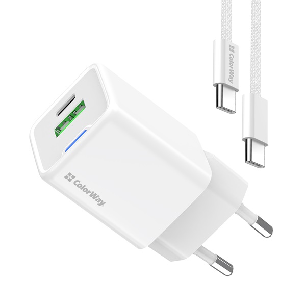 COLORWAY AC töltő GaN Mini CW-CHS053PDC-WT 30W PD port PPS USB (Type-C PD + USB QC4.0) kábel Type-C - Image 3