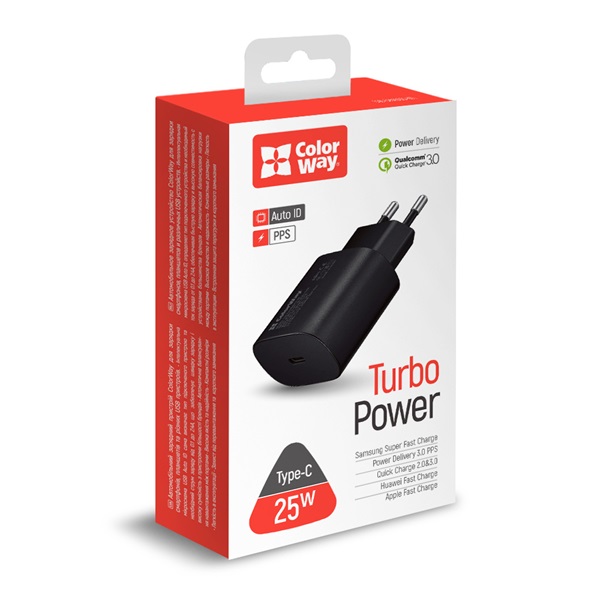 COLORWAY USB töltő adapter, Power Delivery Port PPS USB Type-C (25W)  fekete (CW-CHS033PD-BK) - Image 1