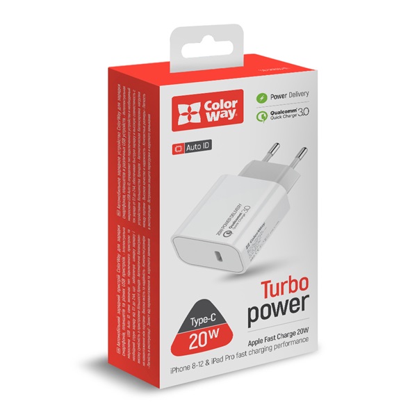 COLORWAY USB töltő adapter, Power Delivery Port USB Type-C 20W V2 fekete (CW-CHS026PD-BK) - Image 1