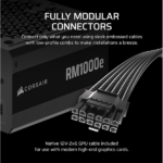 CORSAIR Tápegység Moduláris, RM1000e, 1000W, 12cm, ATX 3.1, PCIe 5.1, BOX, Cybenetics Gold - Image 3