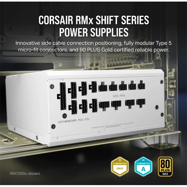 CORSAIR Tápegység Moduláris, RM1000x Shift White, 1000W, 14cm, 80+ Gold - Image 2