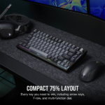 CORSAIR Vezeték Nélküli Billentyűzet Gaming, K65 PLUS 75%, Mechanikus, MLX Red switch, US, fekete - Image 2