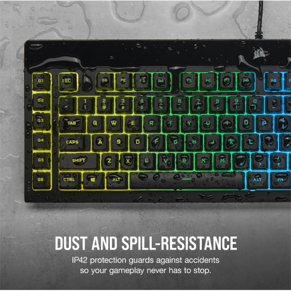 CORSAIR Vezetékes Billentyűzet Gaming, K55 RGB PRO, 6 programozható billentyű, Cseppálló, Csuklótámasz, US, fekete - Image 4