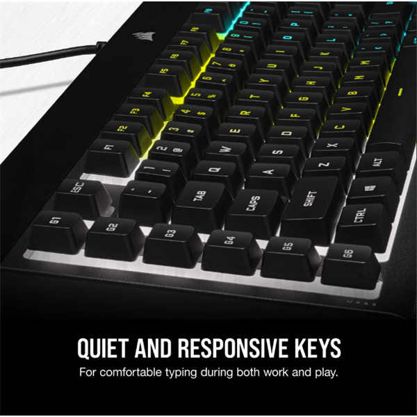 CORSAIR Vezetékes Billentyűzet Gaming, K55 RGB PRO, 6 programozható billentyű, Cseppálló, Csuklótámasz, US, fekete - Image 5
