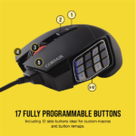 CORSAIR Vezetékes Egér Gaming, SCIMITAR RGB ELITE, 17 programozható gomb, RGB Világítás, 18000dpi, fekete - Image 3