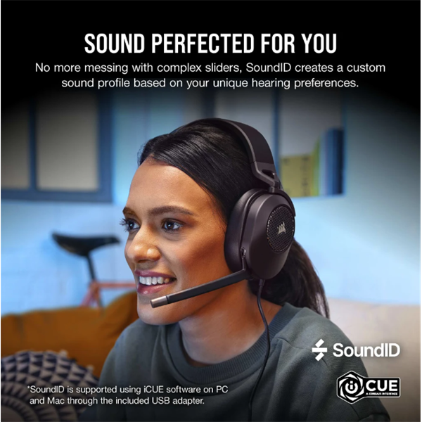 CORSAIR Vezetékes Headset, HS65 SURROUND Gaming, Dolby audio, carbon - Image 2