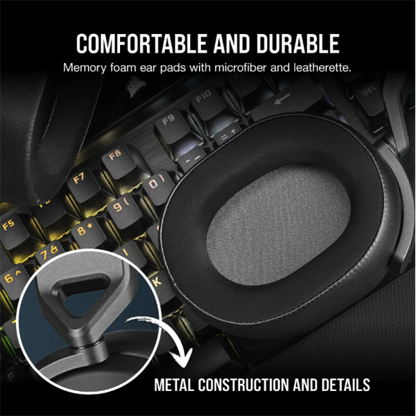 CORSAIR Vezetékes Headset, HS65 SURROUND Gaming, Dolby audio, carbon - Image 5