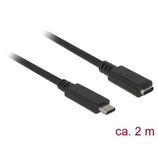 DELOCK kábel USB 10 Gbps Type-C male / female hosszabbító 2m 4K PD 60W - Image 1