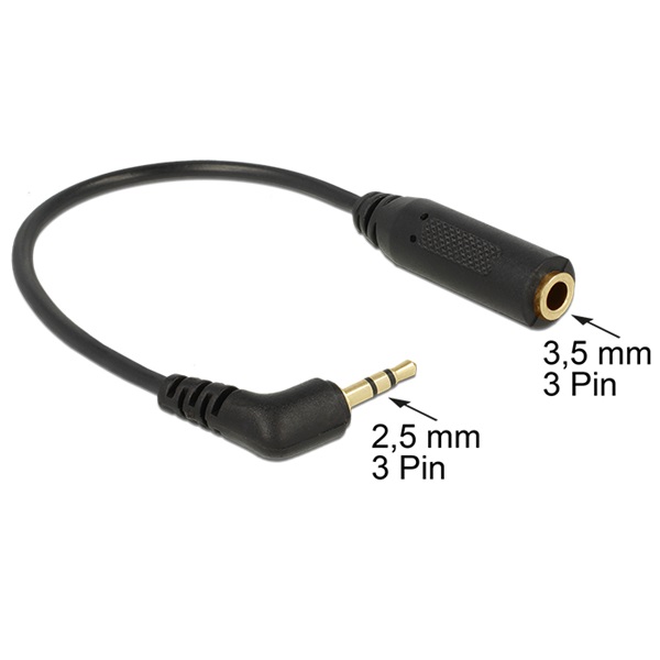 Delock_Sztereo_audio_kabel_jack_25_mm_3_tus_apa_90_fokos_Sztereo_jack_35_mm_3_tus_anya-i1243564.jpg DELOCK Átalakító Audio Stereo jack 2.5mm 3 pin male 90 fokos > Stereo jack 3.5mm 3 pin female - Image 1