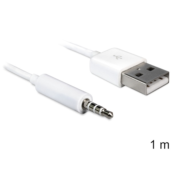 DELOCK kábel USB-A male > Stereo jack 3.5 mm male 4 pin IPod Shuffle 1m - Image 1