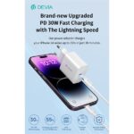 Devia Smart Series 30W GaN PD+QC hálózati gyorstöltő adapter + Type-C/Lightning kábel - fehér - Image 2