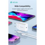 Devia Smart Series 30W GaN PD+QC hálózati gyorstöltő adapter + Type-C/Lightning kábel - fehér - Image 3