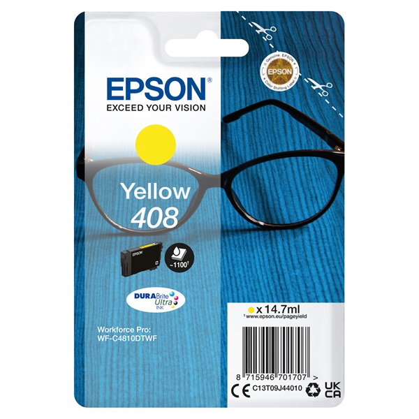 EPSON_Patron_Singlepack_Yellow_408_DURABrite_Ultra_Ink_C13T09J44010-i854796.jpg EPSON Tintapatron DURABrite Ultra tinta / Spectacles – 408/408L (Standard, Yellow) - Image 1