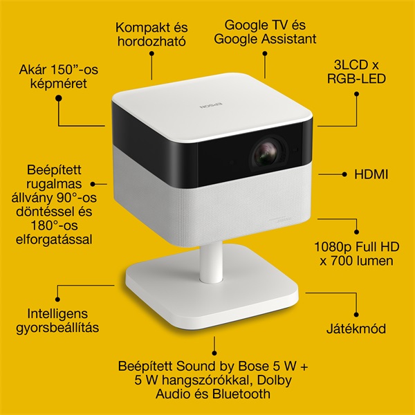 EPSON Projektor - Lifestudio Flex – EF-71 Gyémántfehér (3LCD, 1920x1080, 16:9, 700 AL, 5 000 000:1, HDMI/USB/WiFi) - Image 4