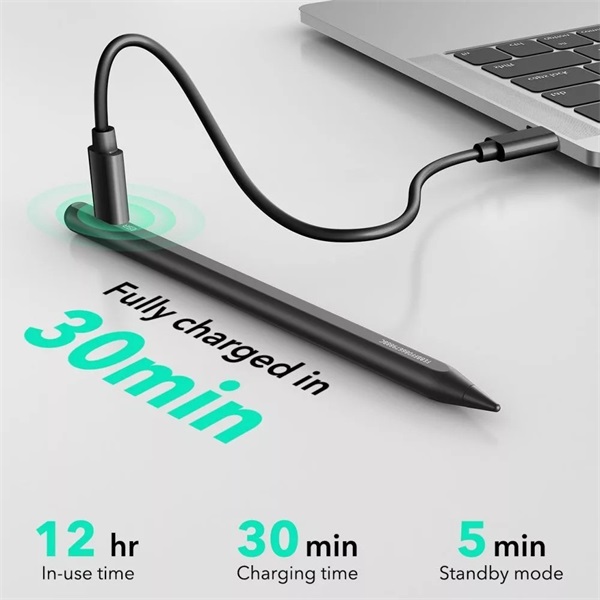 ESR Stylus Pen aktív toll rajzoláshoz, jegyzethez, 2018 után kiadott Apple iPad Air, iPad Mini (A17), iPad Pro, fekete - Image 3