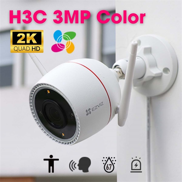 EZVIZ H3C 2K kültéri kamera, színes éjszakai, kétirányú beszéd, AI alakérzékelés, IP67, sziréna, villogó, 512GB - Image 3