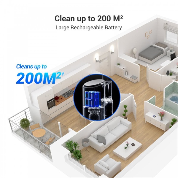 EZVIZ  RH2 Smart vezeték nélküli  3 in 1 porszívó / felmosó, 200 m2, intelligens szívás, hangvezérlés, 12000Pa - Image 5