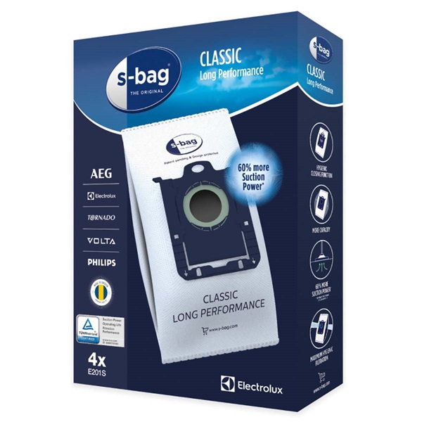 Electrolux gyári porzsák, E201S, 4 db, 50% - al hosszabb élettartam, S-bag - Image 1