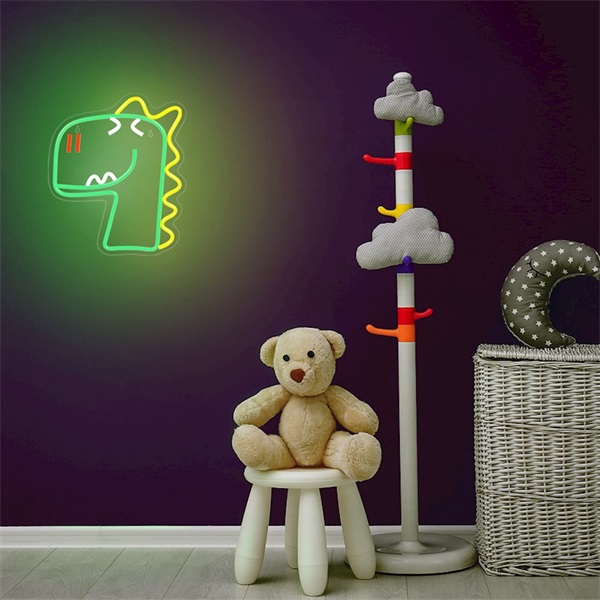 FOREVER LIGHT Neon LED dekorációs lámpa JURASSIC DINO zöld, szabályozható, USB, be/ki  kapcsoló,  falra szerelhető - Image 4