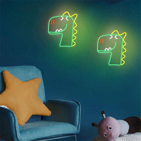 FOREVER LIGHT Neon LED dekorációs lámpa JURASSIC DINO zöld, szabályozható, USB, be/ki  kapcsoló,  falra szerelhető - Image 5