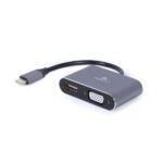 GEMBIRD adapter, USB-C - 1db HDMI 1.4 1db VGA M/F, 0,15m szürke - Image 2