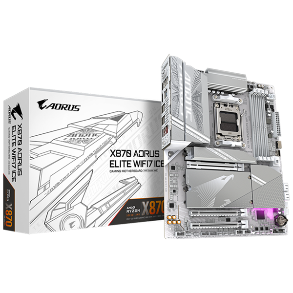 GIGABYTE Alaplap AM5 X870 AORUS ELITE WIFI7 ICE AMD X870, ATX - Image 1