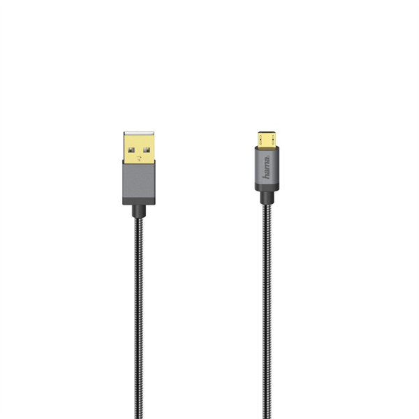 HAMA 200500, MICRO USB KÁBEL, 480 MBPS, METÁL, 0,75 M, FEKETE - Image 1