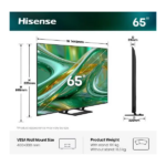 HISENSE 65E8S 65"/164cm 4K 144Hz Smart MiniLED TV, 3840x2160, 4xHDMI/2xUSB/RJ45/Wifi - Image 2