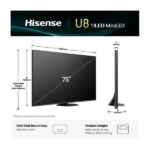 HISENSE 75U8Q 75" U8Q ULED MiniLED 165 Hz 4K Smart TV, 3840x2160, 3xHDMI/2xUSB/1xUSB-C/LAN/WIFI - Image 2