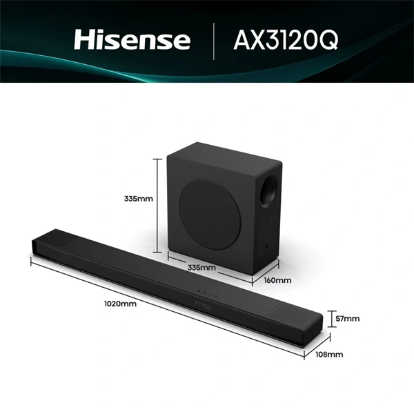 HISENSE AX3120Q Hangprojektor 3.1.2 CH 440W DTS:X Dolby Atmos, 440W, Fekete - Image 2