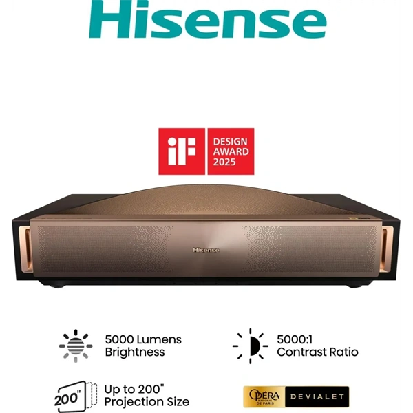 HISENSE L9Q Smart Laser TV, 4K Ultra HD 3840x2160, 16:9, 100"-200" 5000lm, Bronz/Fekete - Image 2