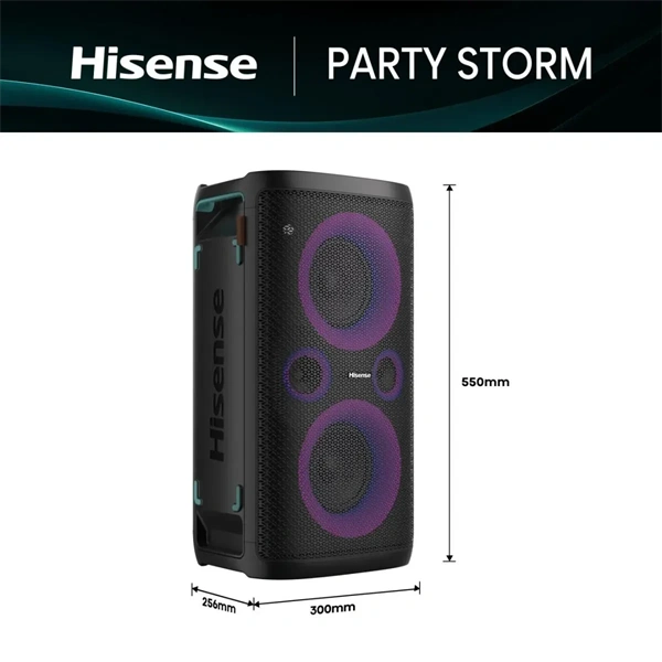 HISENSE Party Storm Bluetooth Party Hangszóró 2.0CH, 300W, Fekete - Image 2
