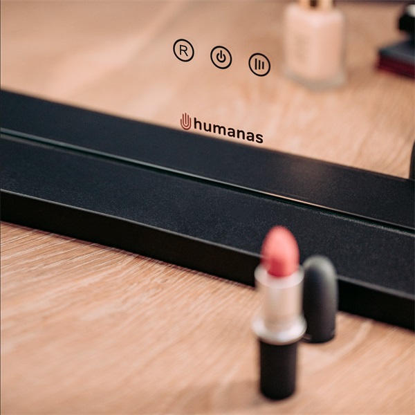 HUMANAS HM02 maxi álló sminktükör, 55x45 cm,12 LED, integrált érintő gombok 3 színhőmérséklet, szabályozható fény, black - Image 3