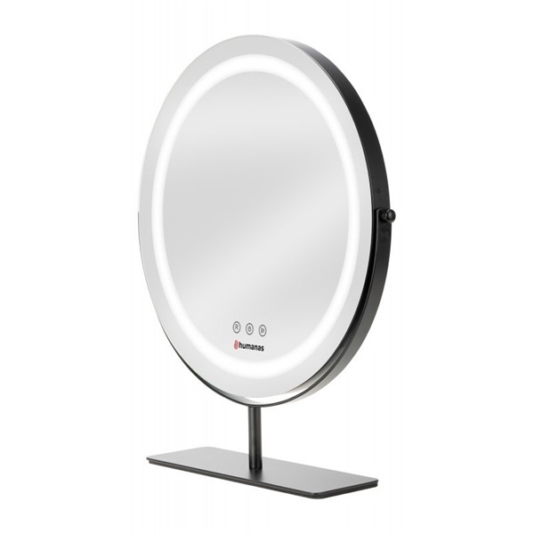 HUMANAS HM Scarlet LED fém sminktükör, 360° elforgatható,  integrált érintő gombok, 3 színhőmérséklet, - Image 2