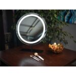 HUMANAS HM Scarlet LED fém sminktükör, 360° elforgatható,  integrált érintő gombok, 3 színhőmérséklet, - Image 4
