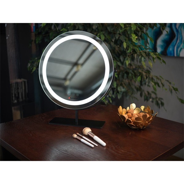 HUMANAS HM Scarlet LED fém sminktükör, 360° elforgatható,  integrált érintő gombok, 3 színhőmérséklet, - Image 4