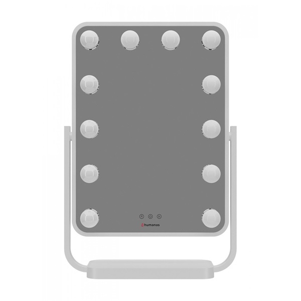 HUMANAS HM01 dönthető kozmetikai tükör, 12 db LED, érintőképernyő, 360°, teljesítmény, szín szabályozás, black - Image 3