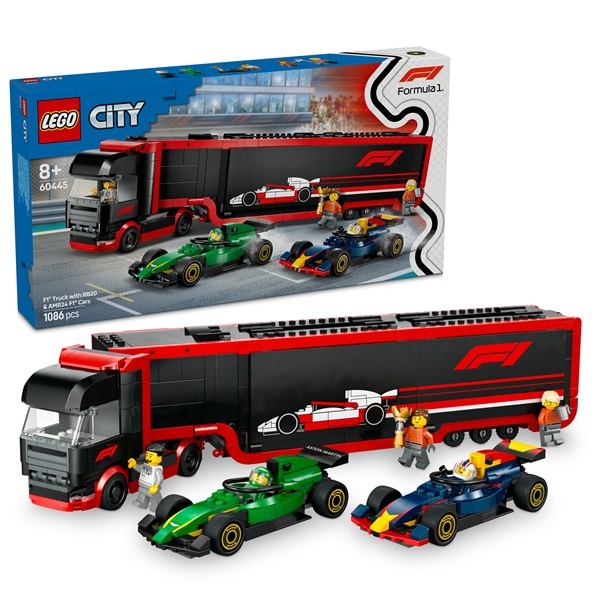 LEGO® City F1®-es kamion, RB20 és AMR24 F1®-es autókkal, játék versenyautó-szállítót tartalmazó szett 60445 - Image 4