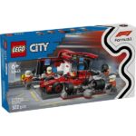 LEGO® F1®-es boxutca és személyzet, Ferrari autóval, versenyautós játék 60443