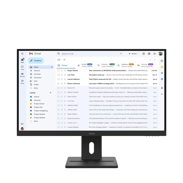 LENOVO Monitor - ThinkVision E27-40; 27" FHD 1920x1080 IPS, 16:9, 4ms, 100Hz, 1500:1, 300cd/m2, HDMI, DP, VGA - Image 1