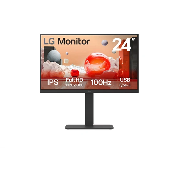 LG IPS monitor 23.8" 24BA650-T, 1920x1080, 16:9, 250cd/m2, 5ms, HDMI/DisplayPort/4xUSB/USB-C, áll.mag, pivot - Image 1
